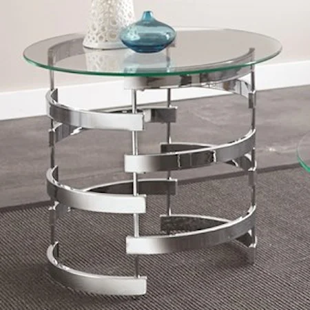 Round End Table with Glass Top